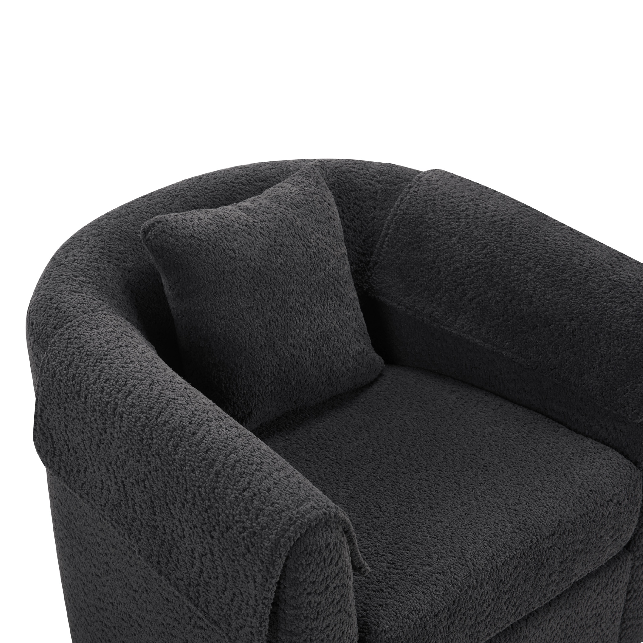 Swivel Accent Chair With Ottoman Set, Modern Chenille Barrel Armchair With Removable Back Pillow & 2 Armrest Covers For Living Room, Bedroom, Office, Black_voghion.com